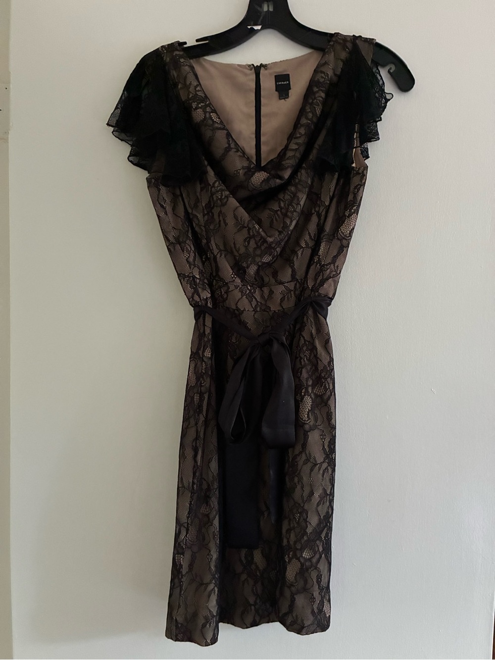 CHEQUER Black Lace Overlay Dress with Nude Lining *MOVING SALE*